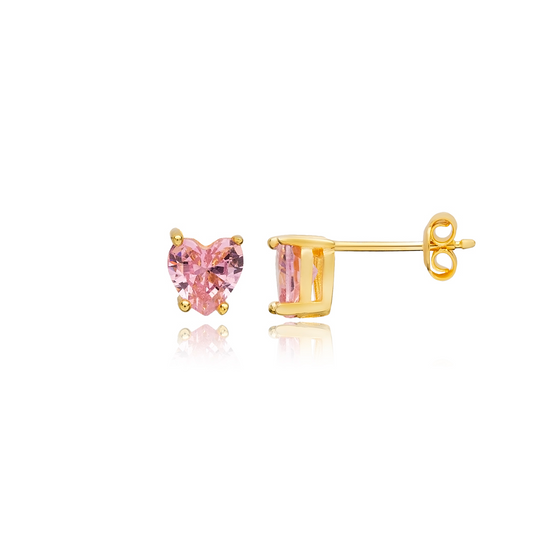 143 Heart Stud Earrings - Pink