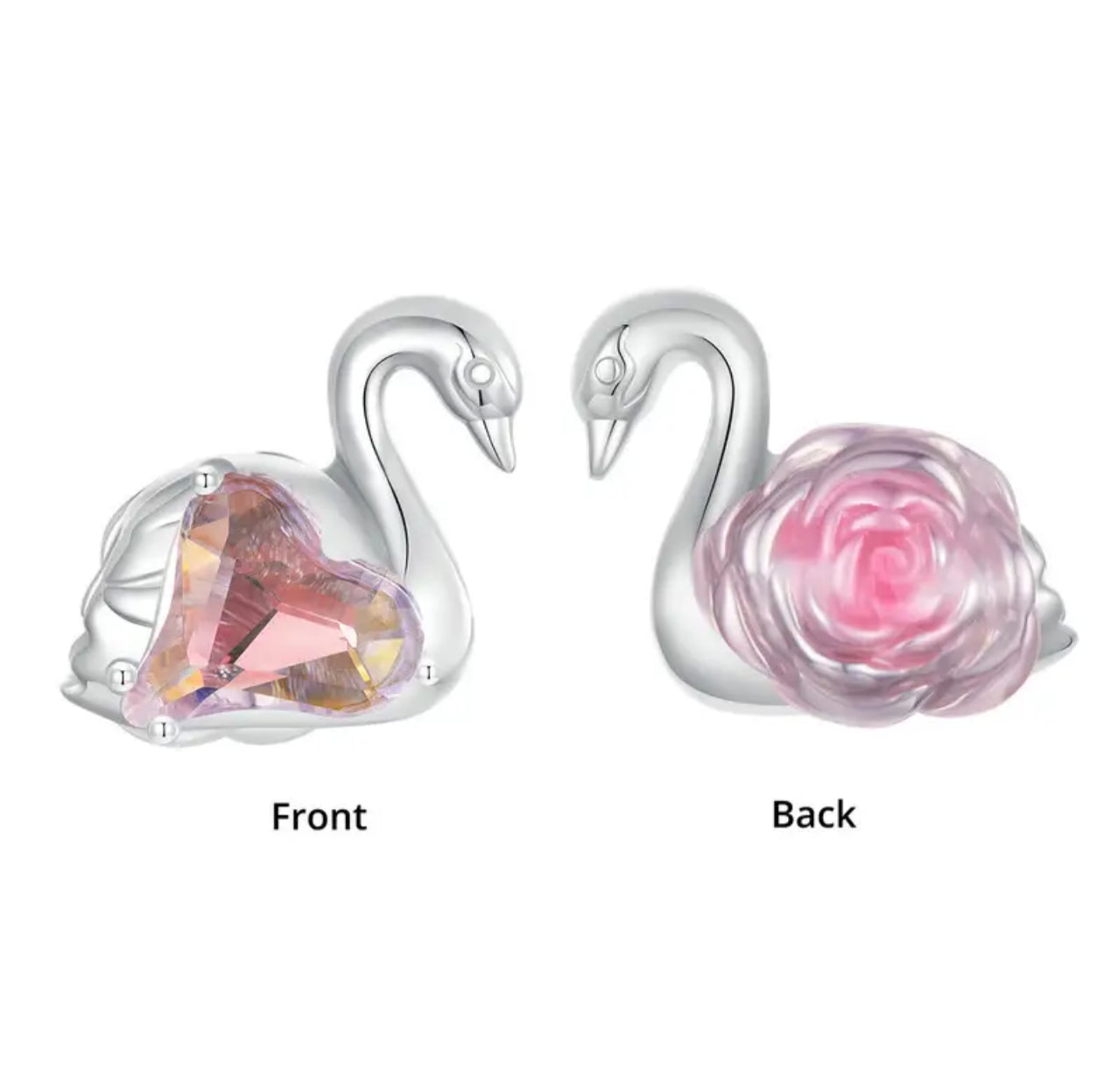 Swan Rose Charm