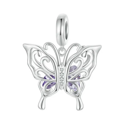 Amethyst Butterfly Charm