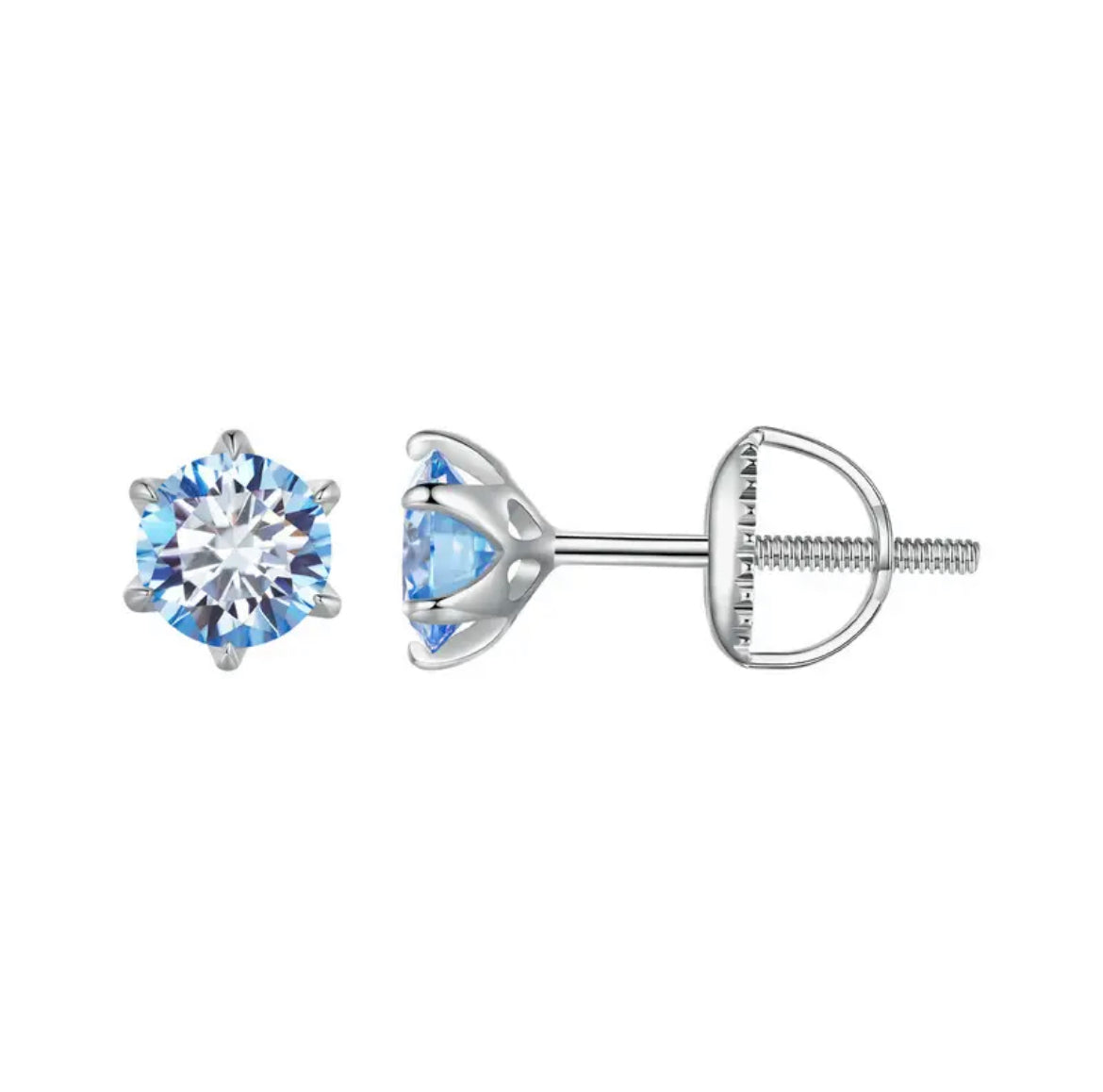 Mencia Seablue Moissanite Stud Earrings