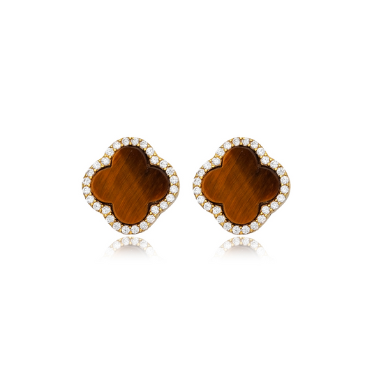 Agnes Tiger Eye Stud Earrings