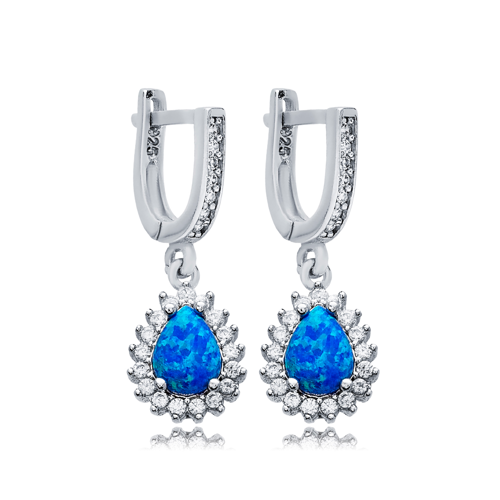 Amaya Blue Opal Earrings - Gold