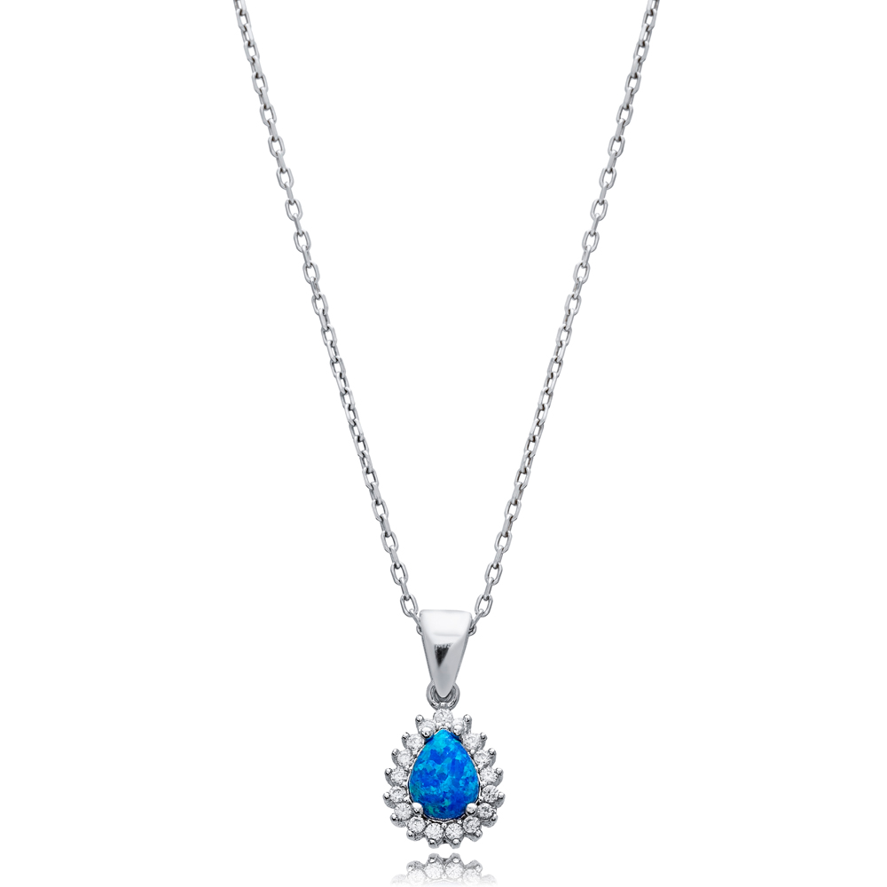 Amaya Blue Opal Necklace - Gold