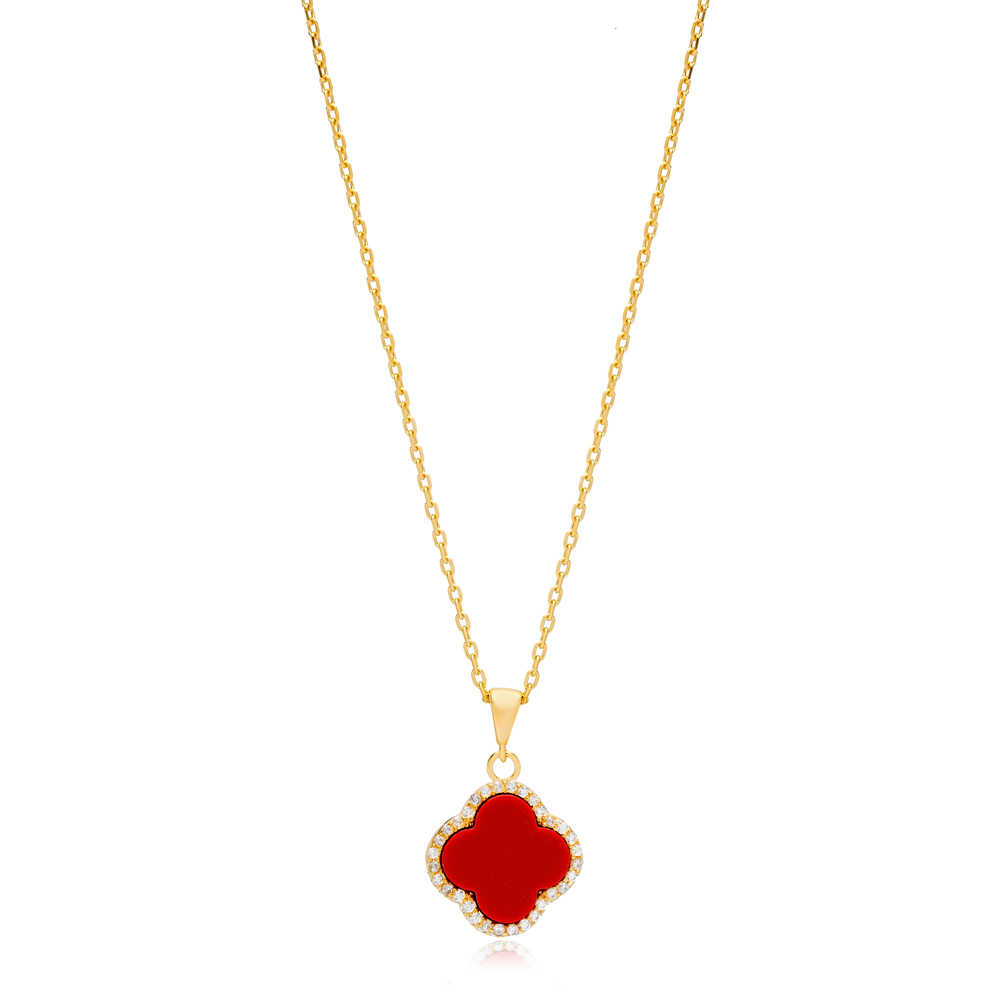 Anastasia Coral Clover Necklace