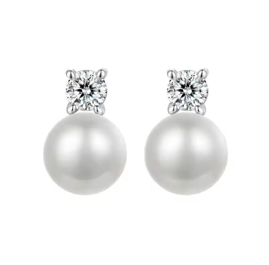 Antonella Moissanite Pearl Earrings 0.1ct