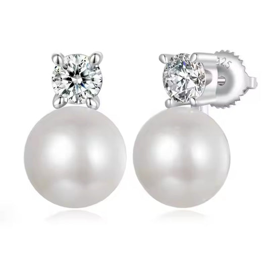 Antonella Moissanite Pearl Earrings 0.5ct