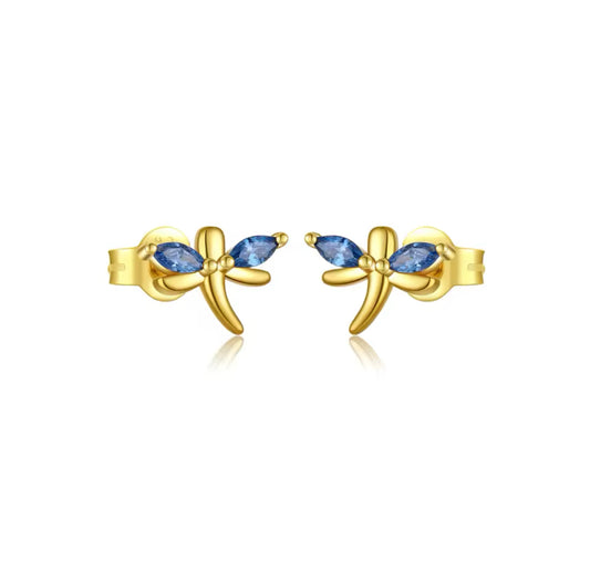 Blue Dragonfly Stud Earrings