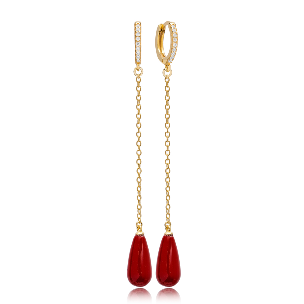 Bridgette Red Mallorca Pearl Earrings