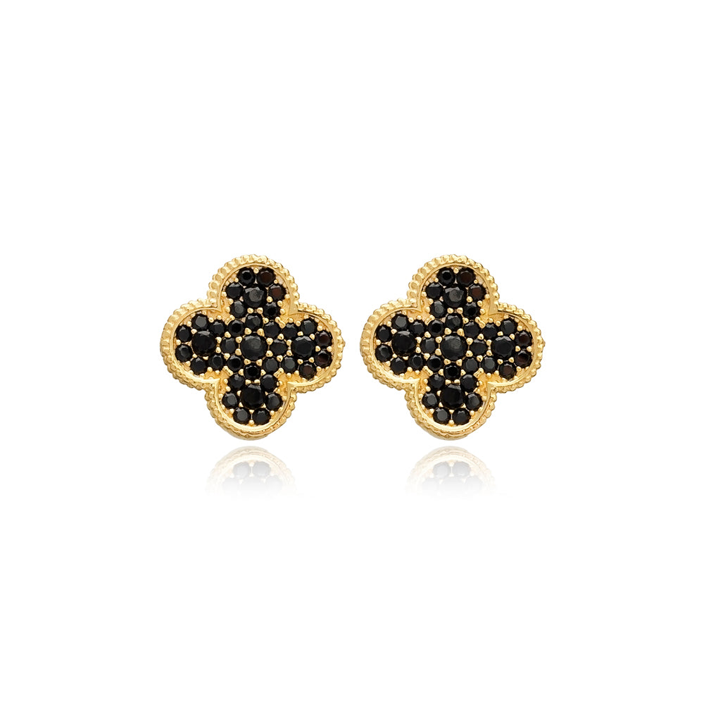 Journi Clover Earrings - Black