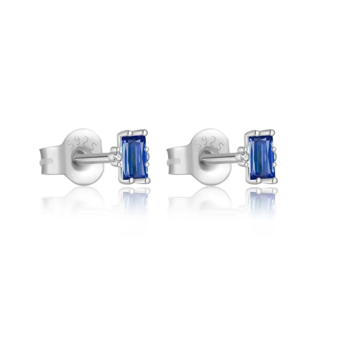 Maude Baguette Stud Earrings - Sapphire