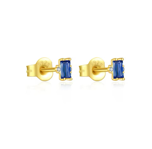 Maude Baguette Stud Earrings - Sapphire