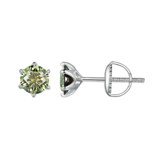 Mencia Peridot Moissanite Stud Earrings