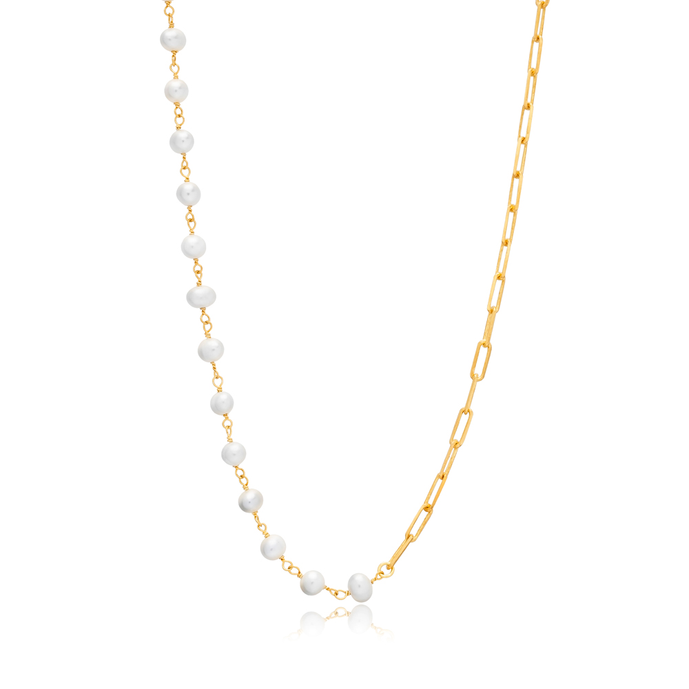 River Paperclip Pearl Necklace